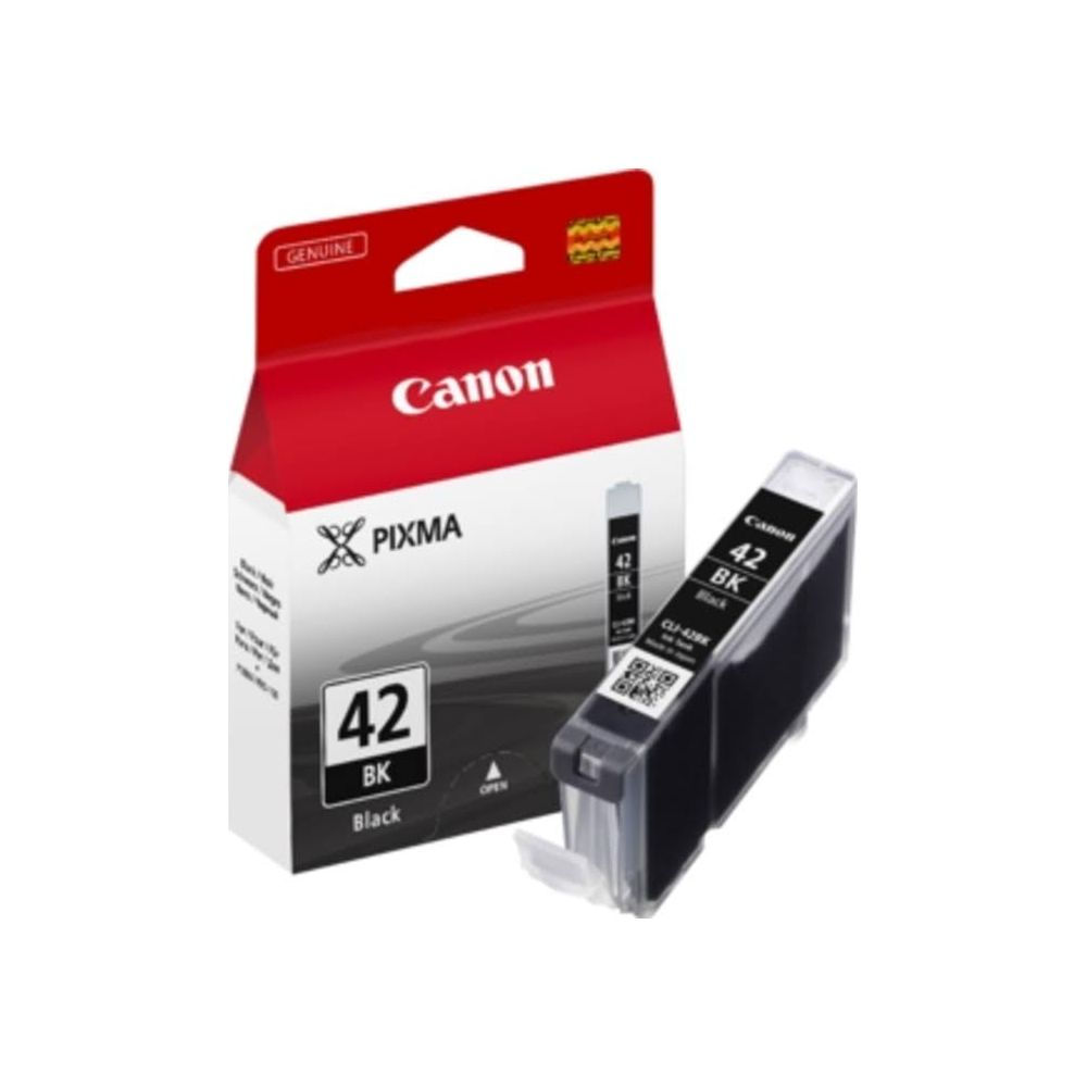 Cartucho de tinta Canon Pixma 42 Negro junto a su embalaje. Tinta original.