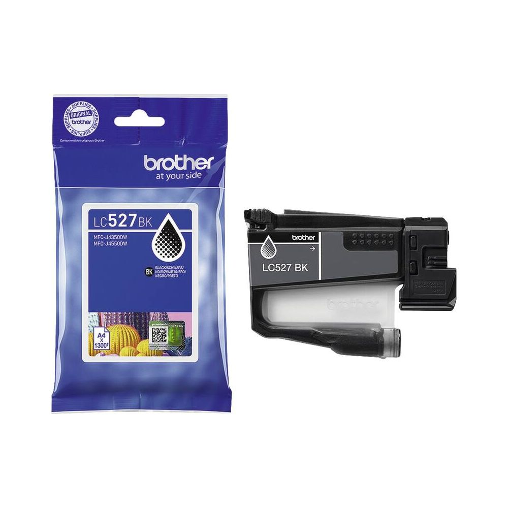 Opakowanie wkładu atramentowego Brother LC527BK i pojedynczy wkład.
