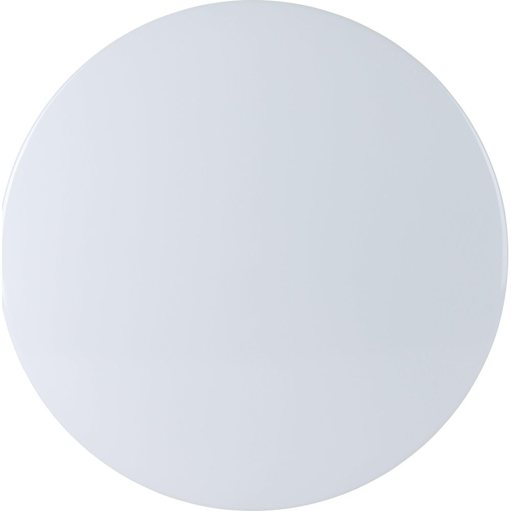 Un plateau de table rond et blanc avec une finition lisse et brillante.