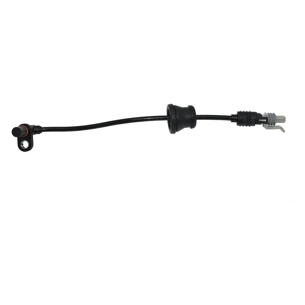 Schwarzes Autoteil mit einem Stecker und einer Gummimanschette auf weißem Hintergrund.