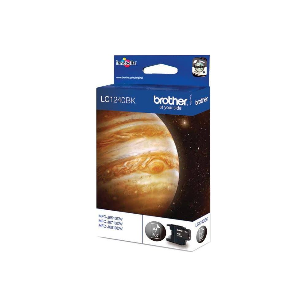 Brother LC1240BK ink cartridge featuring Jupiter and device compatibility.