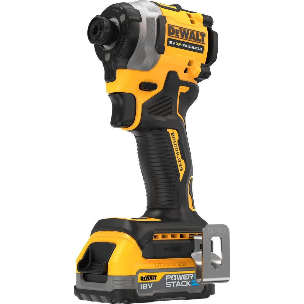 Gelber und schwarzer DeWalt Schlagschrauber mit Lithium-Ionen-Akku.