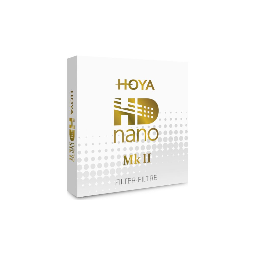 Verpackung für Hoya HD Nano Mk II Filter-Filter mit goldenem Logo.