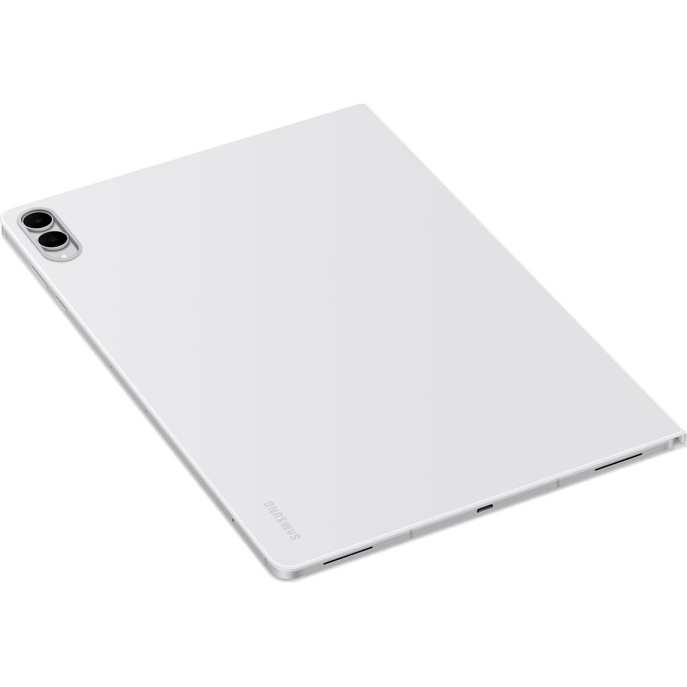 Biały tablet Samsung z dwoma obiektywami z tyłu.