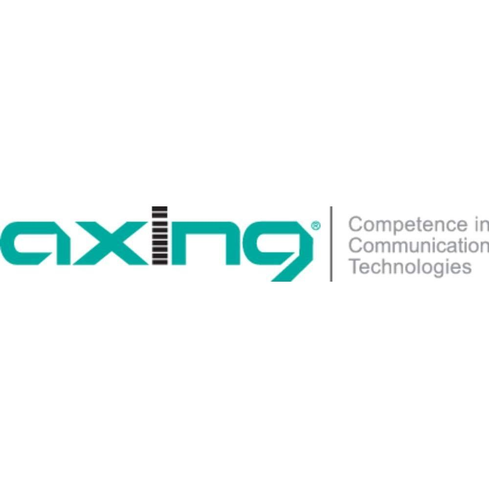 Grünes Logo mit Text 'axing' und 'Competence in Communication Technologies'.
