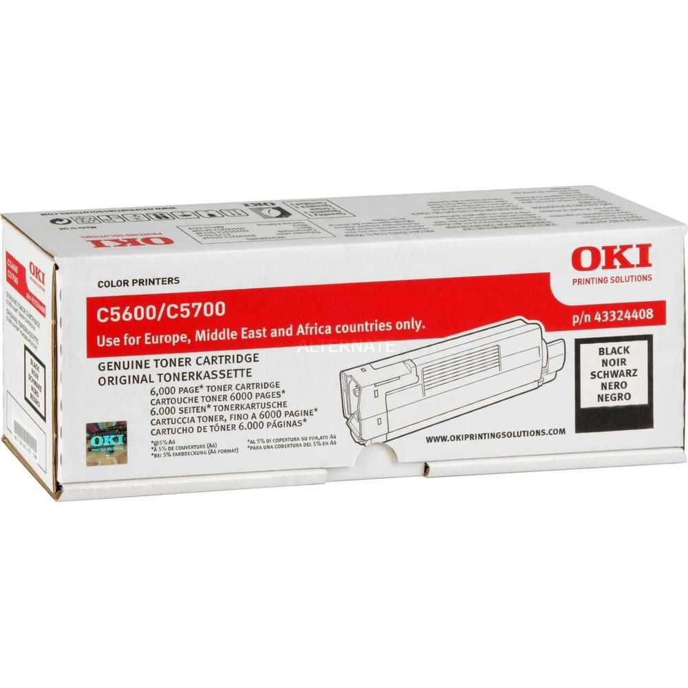 Toner OKI C5600/C5700, Nero, 6000 pagine, per Europa/Medio Oriente/Africa.