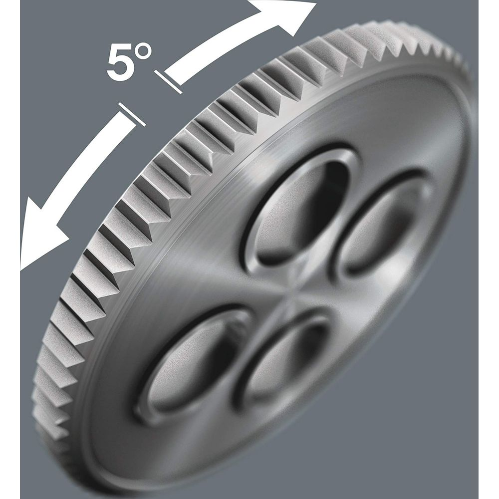 Metal gear with 5° angle marking and arrows indicating rotation direction.
