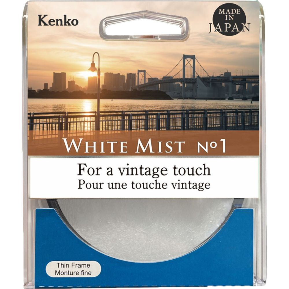 Kenko White Mist N°1 Verpackung mit Tokio Skyline und Brücke bei Sonnenuntergang.