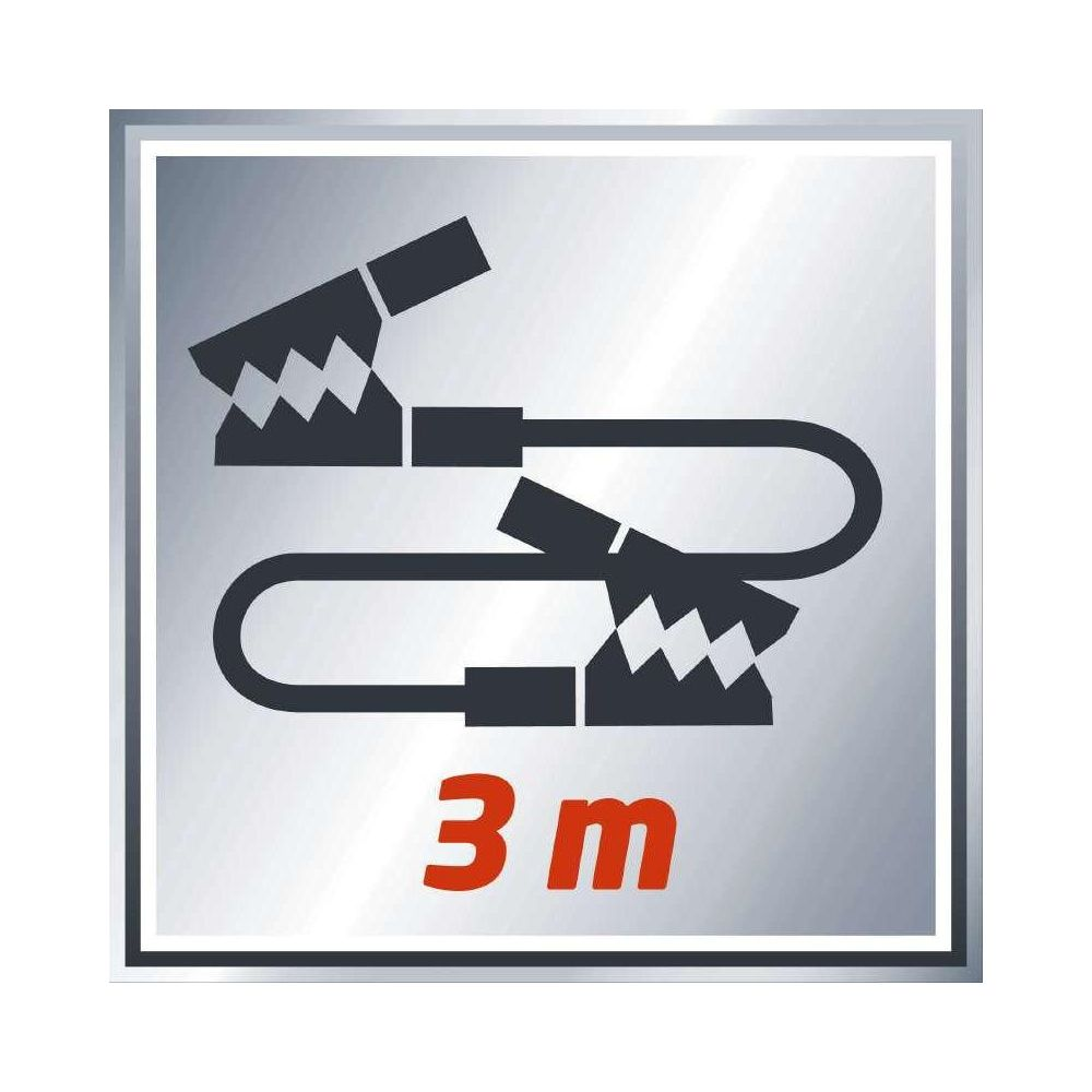 Zwei schwarze Klemmen mit Zahnung, verbunden durch ein Kabel, 3m.