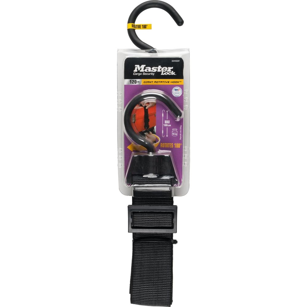 Gancio rotante gigante Master Lock da 120 cm in confezione retail con cinghia nera.