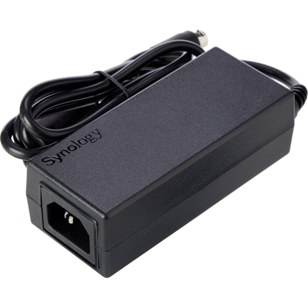 Black Synology power adapter with cable and plug.