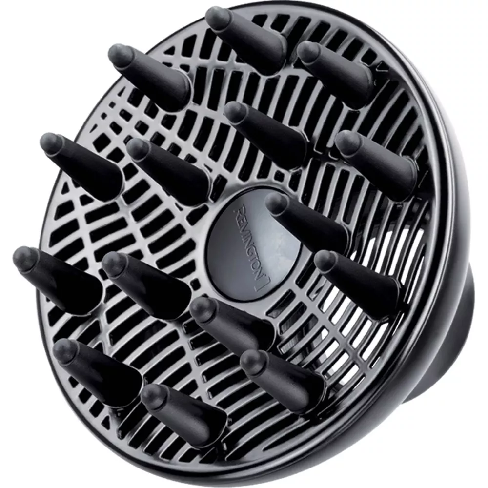 Czarny dyfuzor do suszarki do włosów z wieloma bolcami.