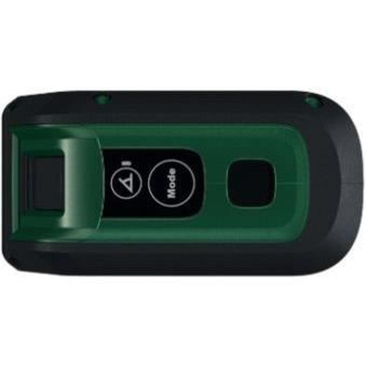 Dispositivo nero e verde con pulsanti e una finestra.