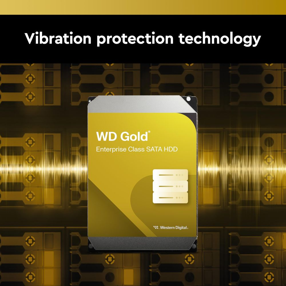 WD Gold Enterprise Class SATA HDD z technologią ochrony przed wibracjami.