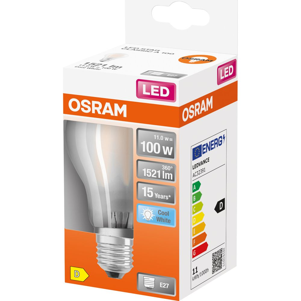 Żarówka LED OSRAM, gwint E27, 11W, 1521lm, zimna biel, klasa energetyczna D.