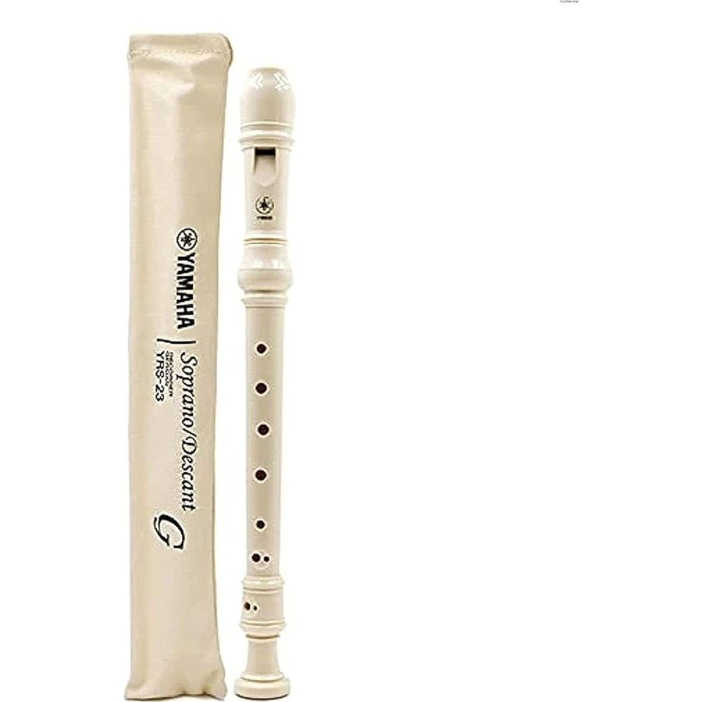 Beżowy flet prosty Yamaha soprano/descant z pokrowcem.
