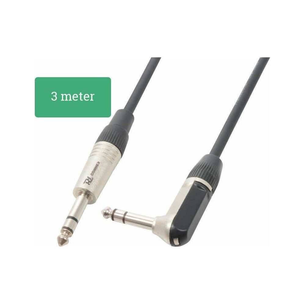 Un cable de audio negro de 3 metros con conectores jack de 6,35 mm.