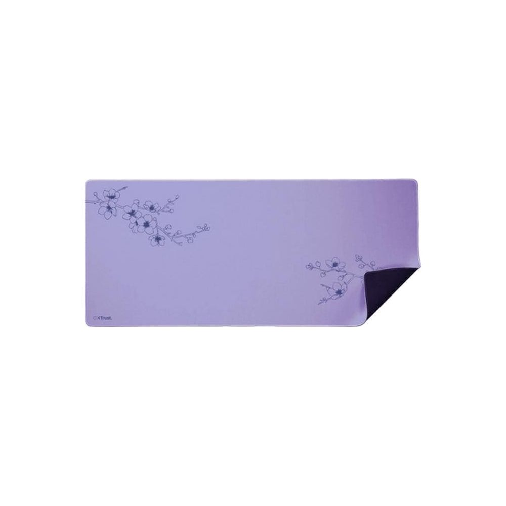 Lavendel-Mauspad mit Blumenmuster und dem Trust-Logo.