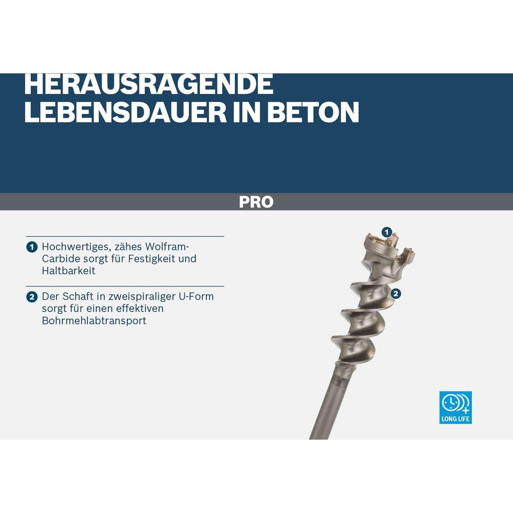 Wiertło z końcówką z węglika wolframu i trzonkiem w kształcie litery U do betonu.