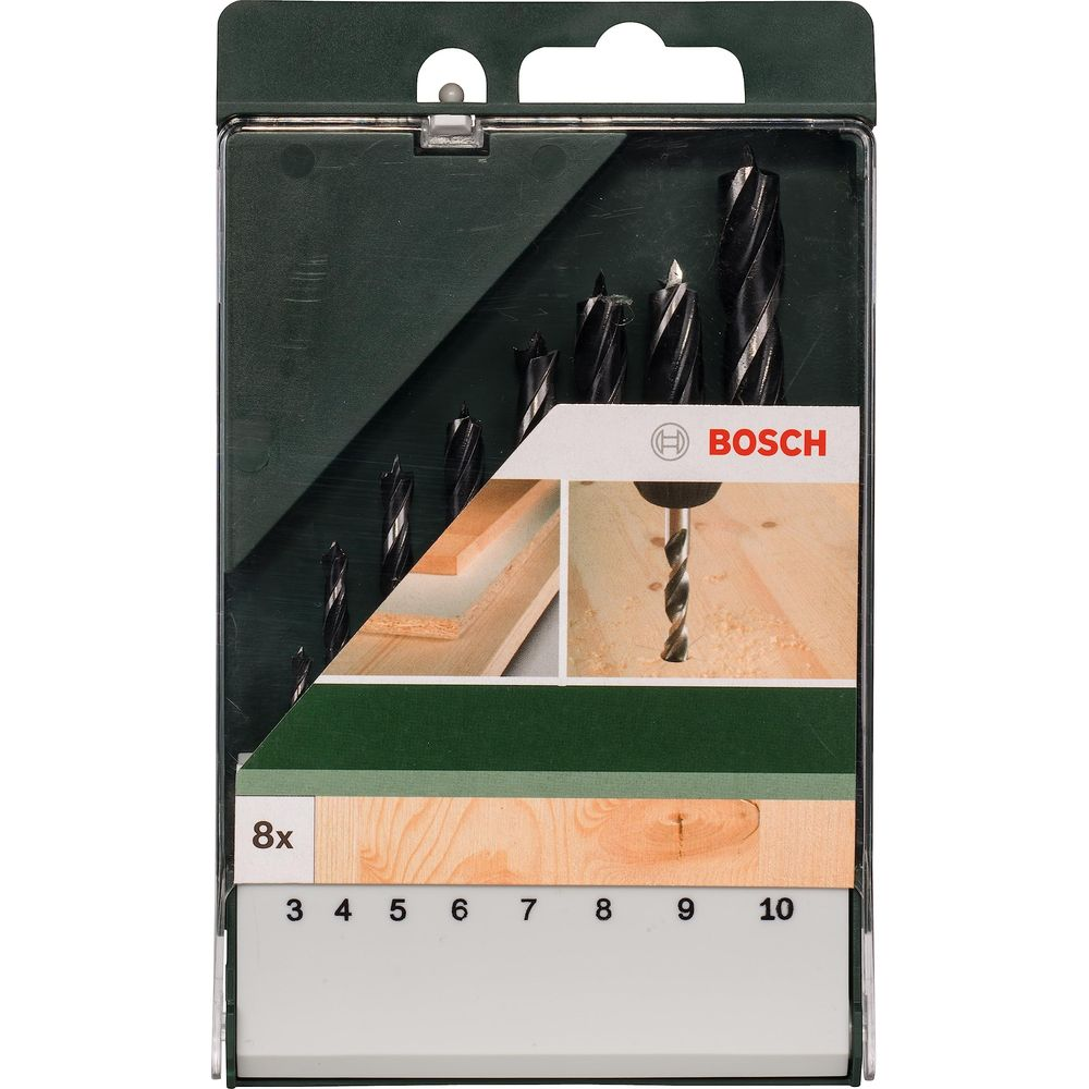 Jeu de 8 forets à bois Bosch, tailles 3-10mm.