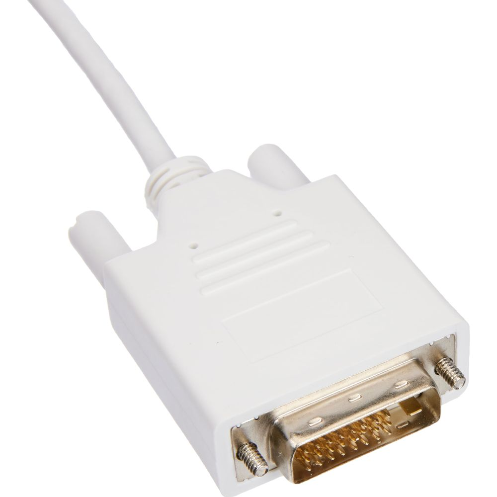 Ein weißes VGA-Kabel mit einem Stecker. Nahaufnahme.