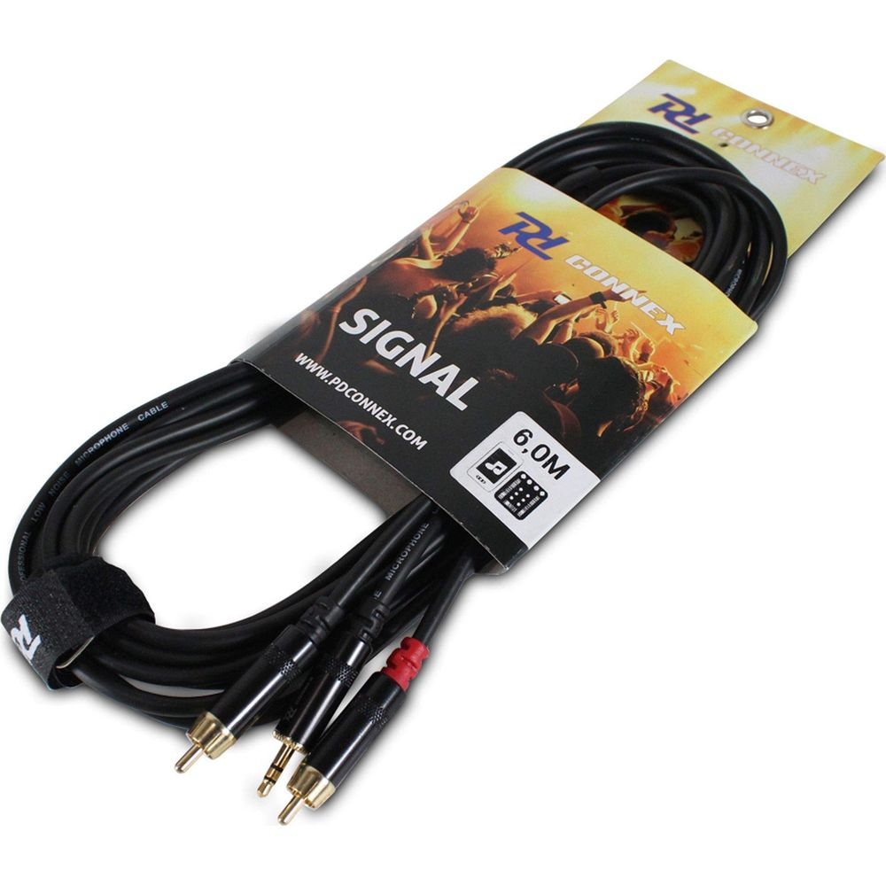 Cable de señal negro con conectores dorados, 6,0 m de largo, para micrófonos.
