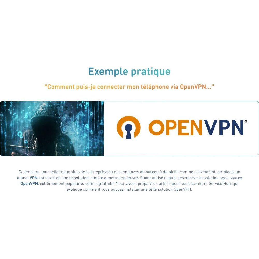 Figura encapuchada contra datos digitales. Logo de OpenVPN.