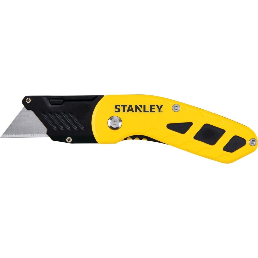 Ein gelber Stanley-Cuttermesser mit schwarzem Griff und silberner Klinge.