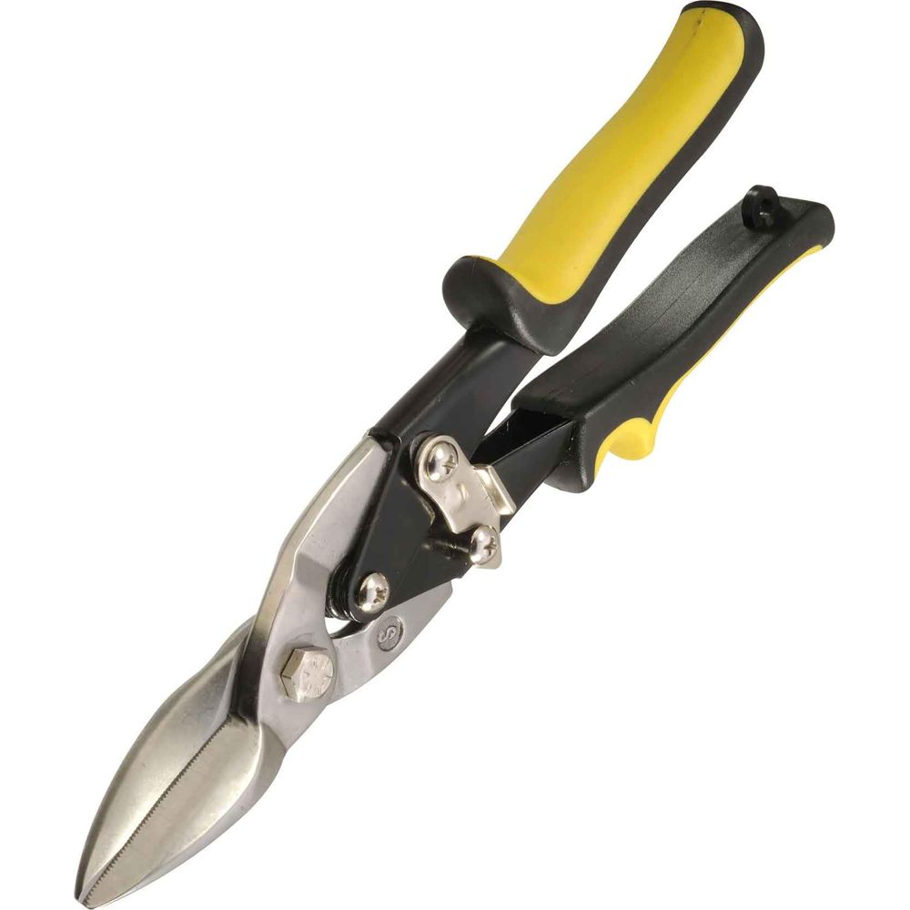 Ein Paar gelbe und schwarze Griffe für Blechscheren.