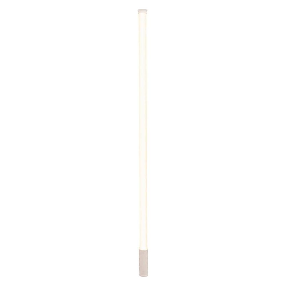 Een lange, dunne, lichtgekleurde staaf met een grijze handgreep aan de onderkant.