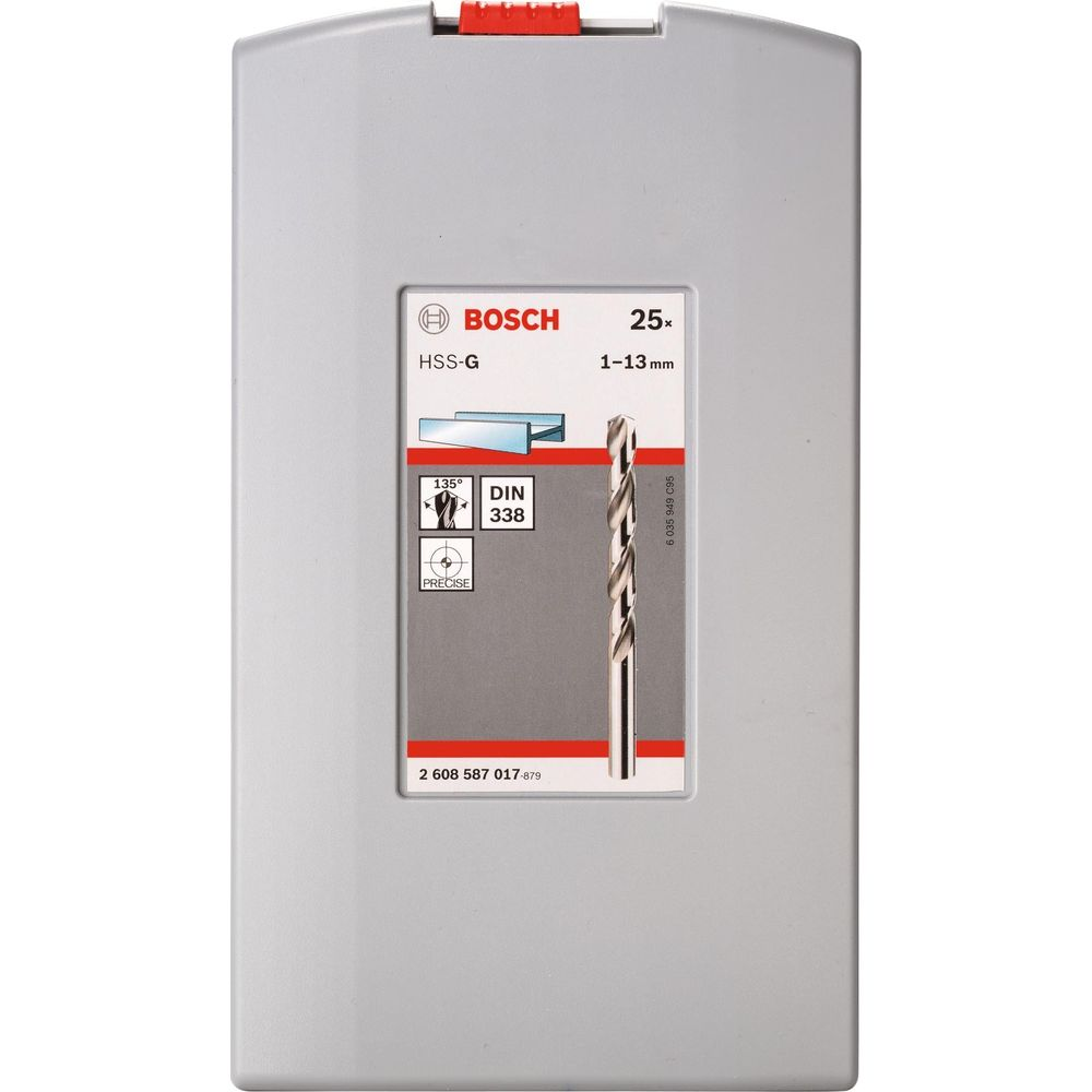 Bosch HSS-G Metallbohrer-Set im Koffer, 25 Stück, 1-13mm.