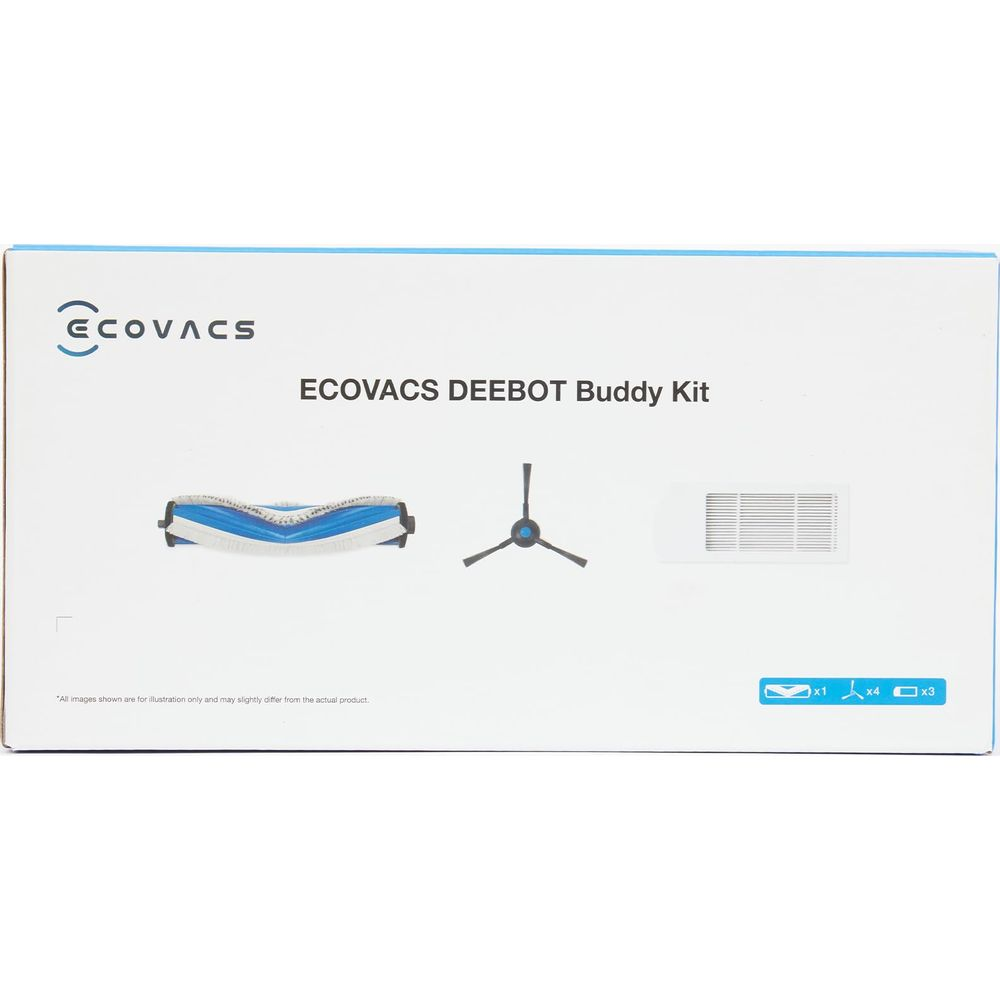 Confezione ECOVACS DEEBOT Buddy Kit con spazzola, spazzola laterale e filtro.