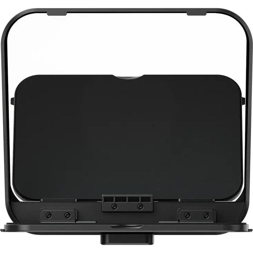 Czarny, prostokątny przedmiot z srebrną ramką i zawiasami.