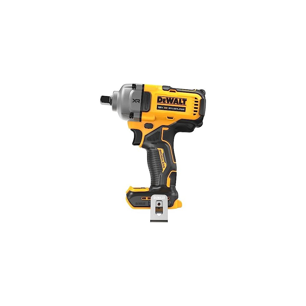 Ein gelber und schwarzer DeWalt Schlagschrauber mit Akku.