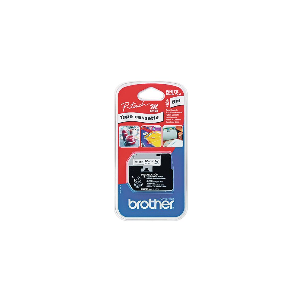 Verpackung einer Brother P-Touch TZe-231 12mm weißes Klebeband Kassette.