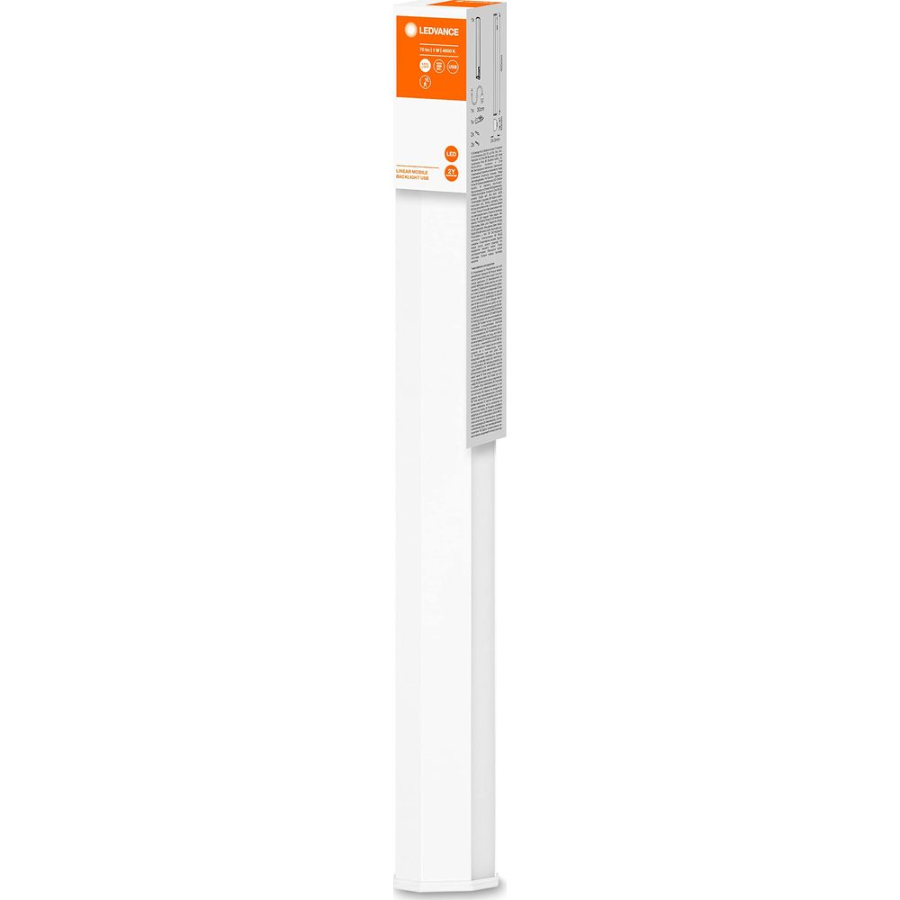 Lampe LEDVANCE dans un emballage blanc, avec une section supérieure orange.