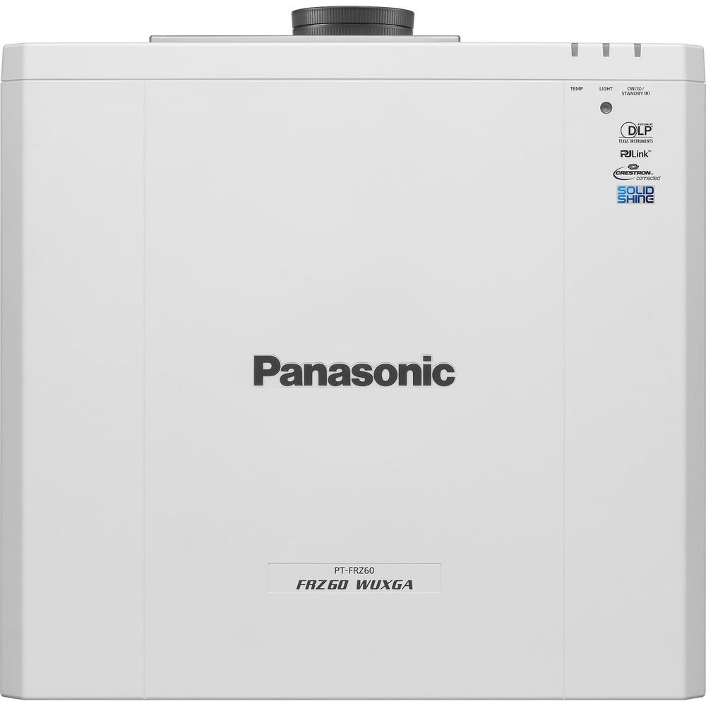 Un projecteur Panasonic blanc avec logo et numéro de modèle PT-FRZ60.