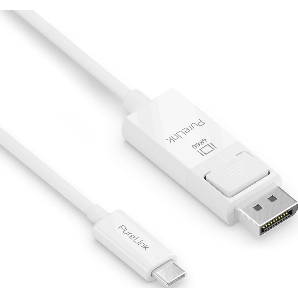 Cavo bianco con connettore USB-C e DisplayPort, 4K60.