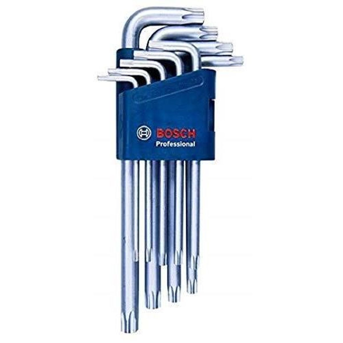 Mavi tutucuda bir Bosch Torx anahtar seti.
