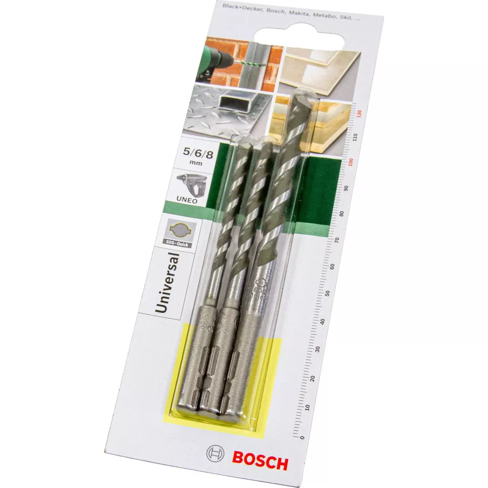 Bosch Universal Bohrer-Set: 3 Metallbohrer (5/6/8mm) in Blisterpackung.