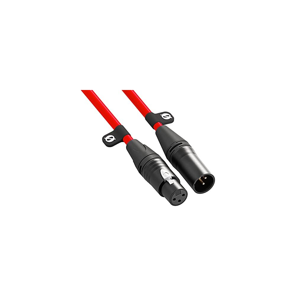 Due cavi XLR rossi con connettori neri su sfondo bianco.