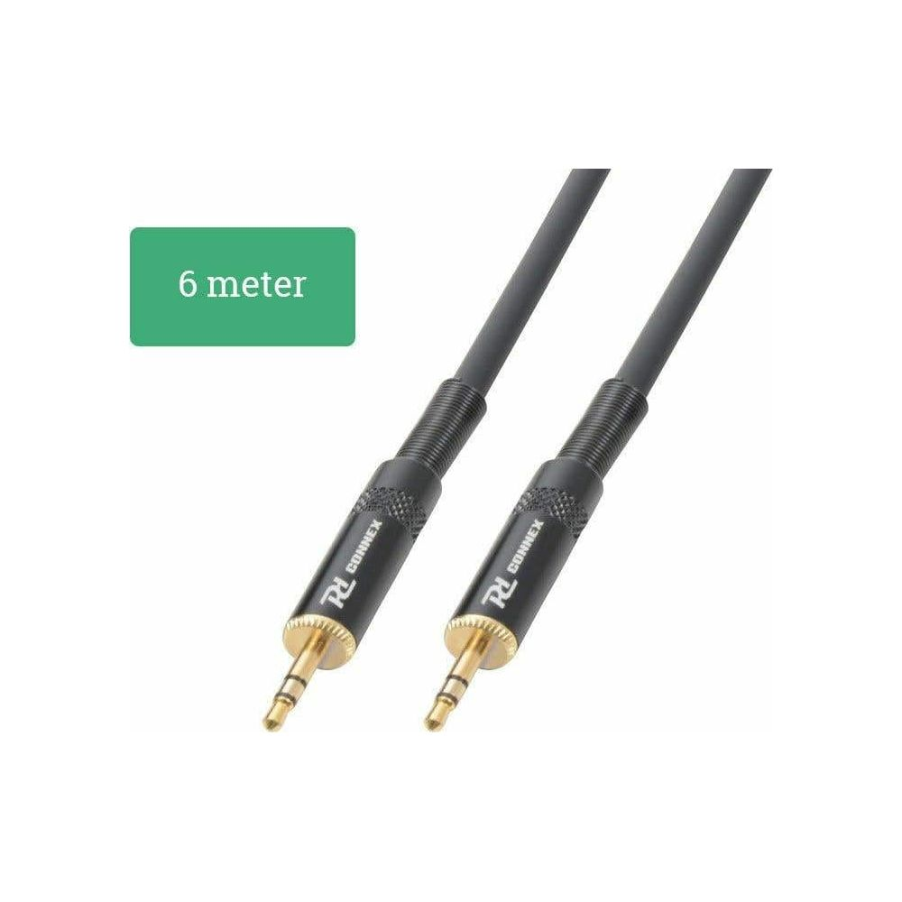 Dos cables de audio de 6 metros con conectores dorados y trenzado negro.