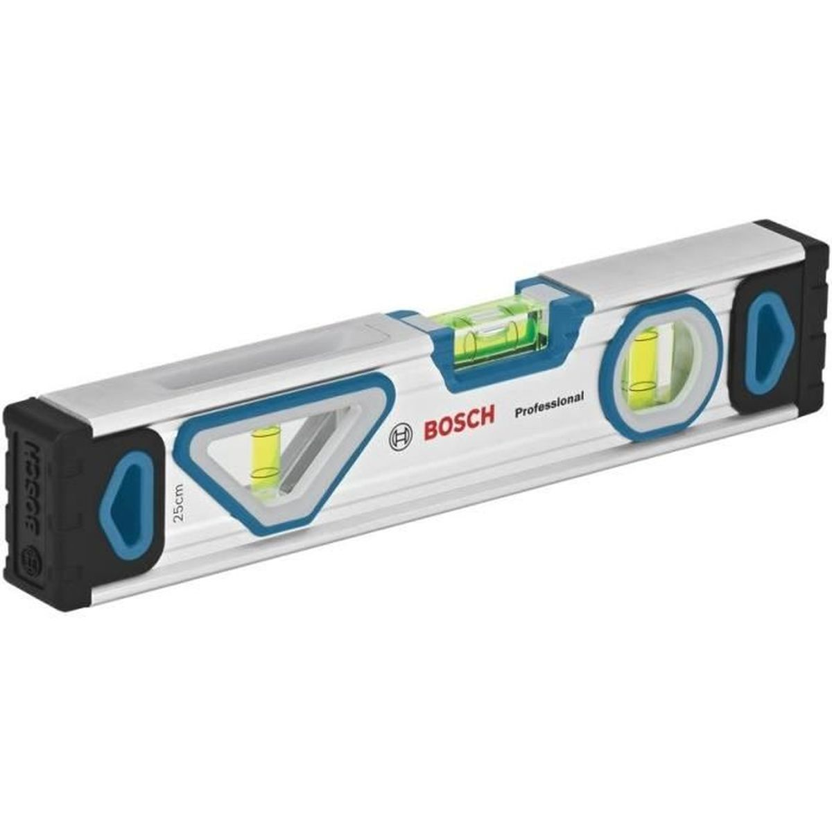 Bosch su terazisi, beyaz zeminde üç hazne ve mavi vurgularla.