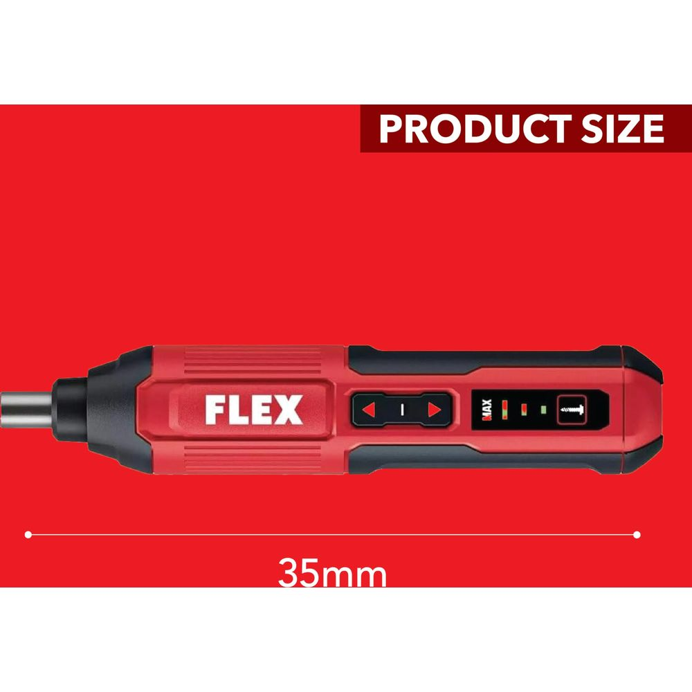 Avvitatore FLEX rosso con indicatore dimensione prodotto, 35mm.