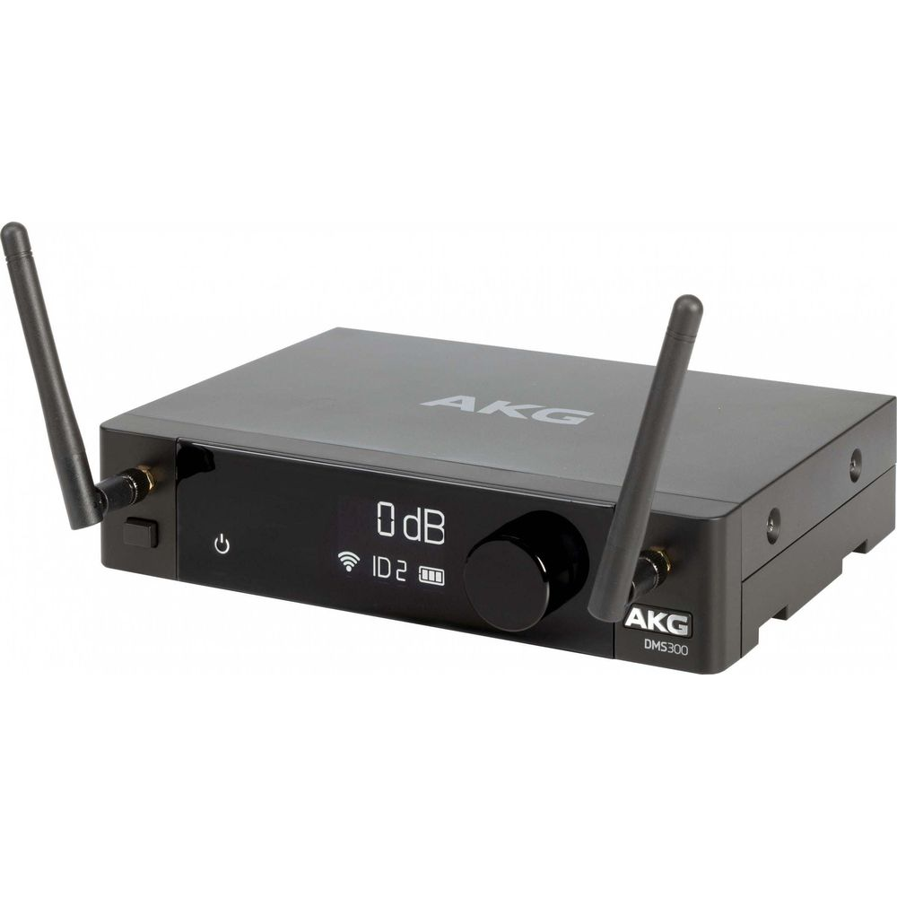 Dispositivo audio nero AKG DMS300 con antenne e display.