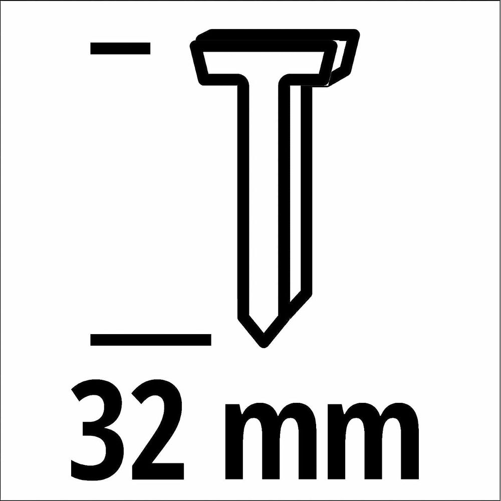 Symbol eines Nagels mit der Angabe 32 mm