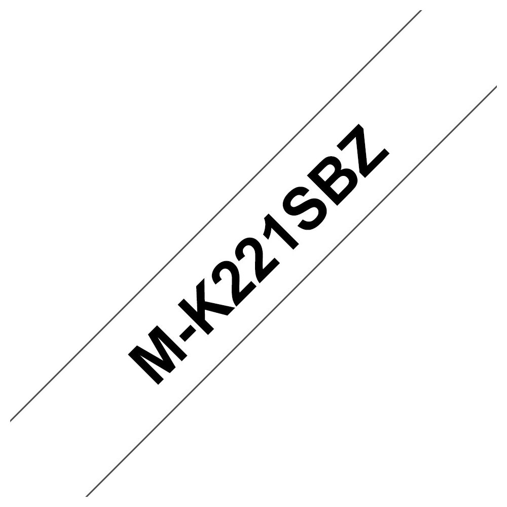 Schwarzer Text M-K221SBZ auf weißem Band mit grauen Linien.