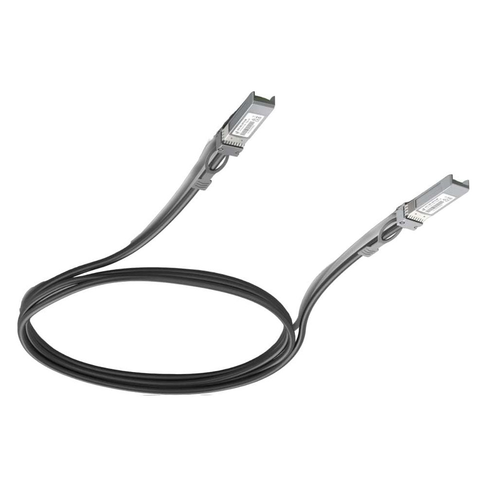 Czarny kabel z dwoma srebrnymi złączami, na białym tle.