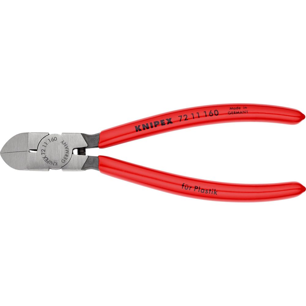 Rote Zange mit schwarzem Gelenk und silbernen Schneiden, beschriftet mit KNIPEX.