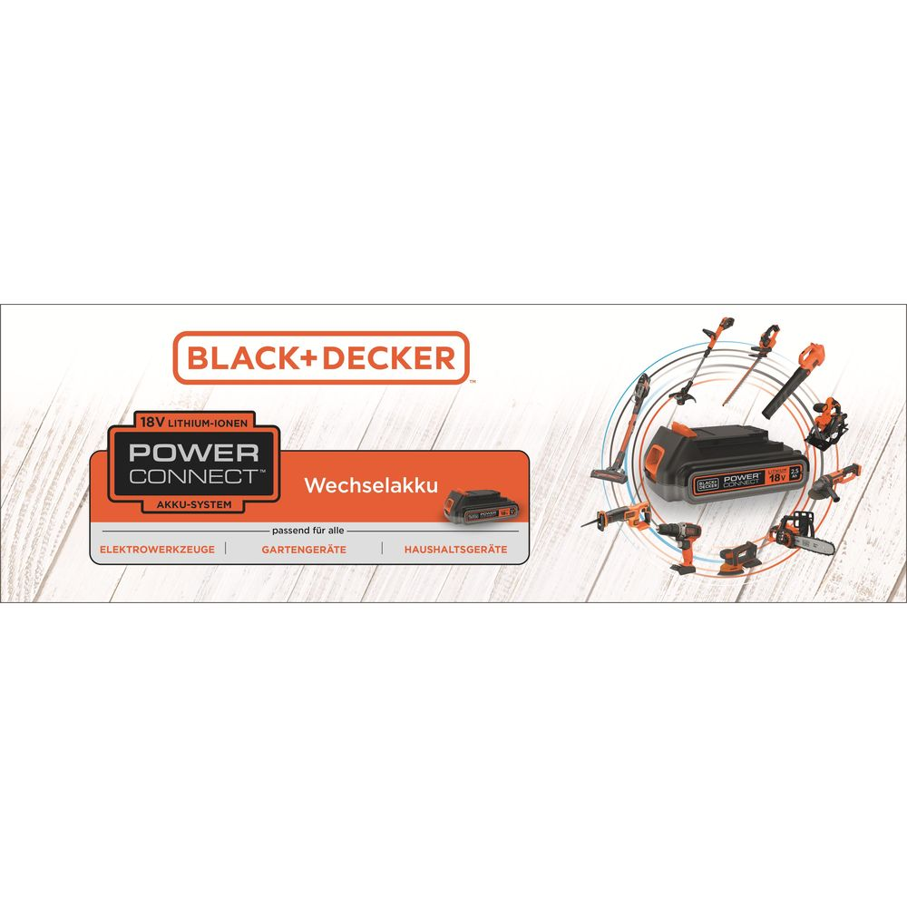 System akumulatorów Black+Decker Power Connect z narzędziami.